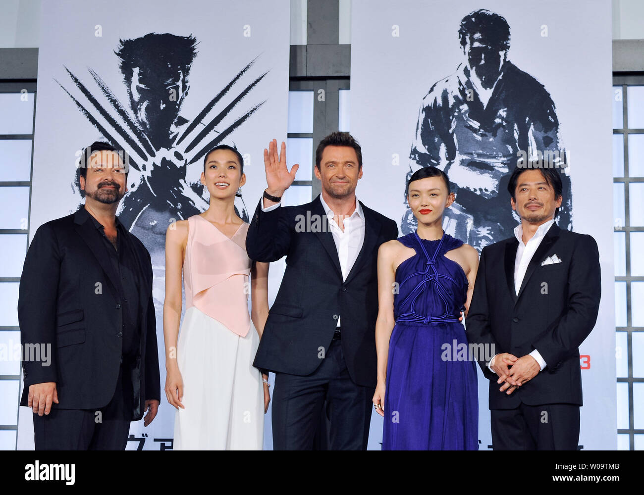(L-R) Director James Mangold, Japanese actress Tao Okamoto, actor Hugh ...