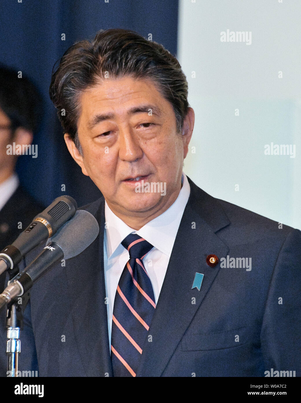 Japan S Prime Minister Shinzo Abe Speaks After Winning The Presidential Election For Ruling Party At The Party S Headquarters In Tokyo Japan On September 20 2018 Photo By Keizo Mori Upi Stock Photo Alamy