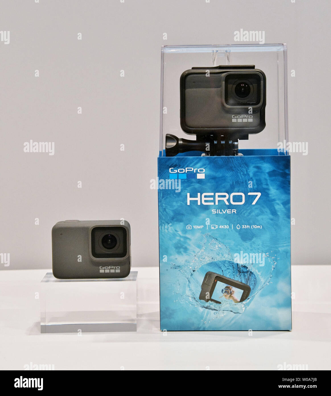 Gopro New Hero 7 Silver Displayed At The Press Conference For New Hero 7 In Tokyo Japan On September 25 18 Photo By Keizo Mori Upi Stock Photo Alamy