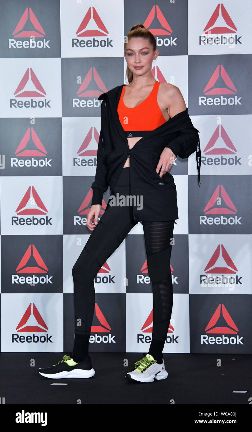 Reebok global ambassador, Model Gigi Hadid attends an event for Reebok in  Tokyo, Japan on November 14, 2018. Reebok will launches Gigi Hadid capsule  collection in Tokyo on December 2018. Photo by