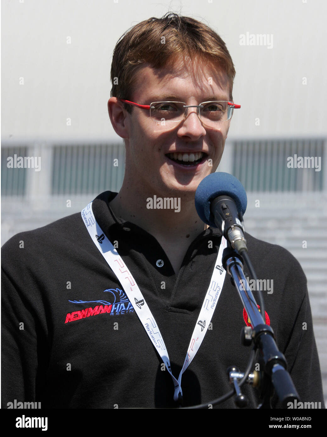 NewmanHaas champ car driver Sebastien Bourdais meets the press at the