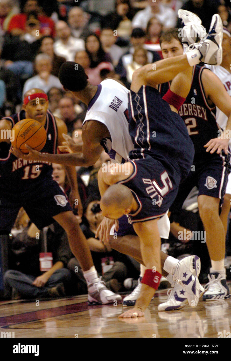 New Jersey Nets Jason Kidd looks up at the score board during the first  quarter against the Washington Wizards at the Verizon Center in Washington  on April 10, 2007. (UPI Photo/Kevin Dietsch