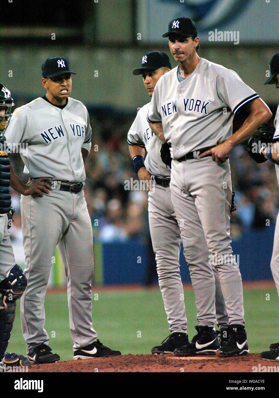 New York Yankees starting pitcher Randy Johnson and third