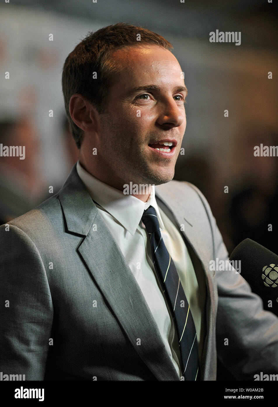 Actor Alessandro Nivola speaks with TV reporters on the red carpet as he arrives for the world premiere gala of 'Janie Jones' at Roy Thomson Hall during the Toronto International Film Festival in Toronto, Canada on September 17, 2010. UPI/Christine Chew Stock Photo