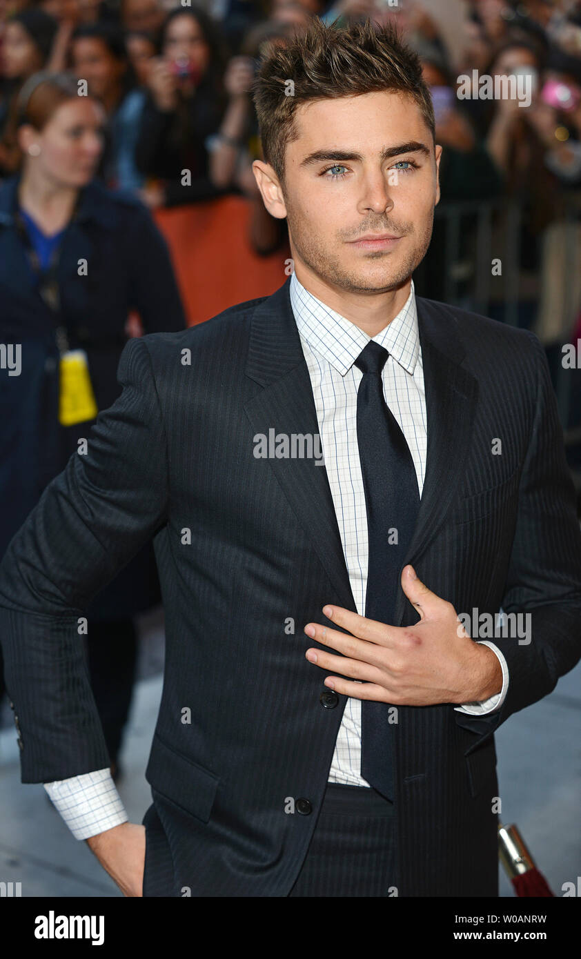 Zac Efron arrives for the premiere of 'The Paperboy' at the Elgin Theatre during the Toronto International Film Festival in Toronto, Canada on September 14, 2012.  UPI/Christine Chew Stock Photo