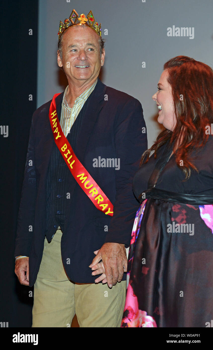 Bill Murray (L) and Melissa McCarthy attend the world premiere of 'St. Vincent' at the Princess of Wales Theatre during the Toronto International Film Festival in Toronto, Canada on September 5, 2014. (UPI Photo/Christine Chew) Stock Photo