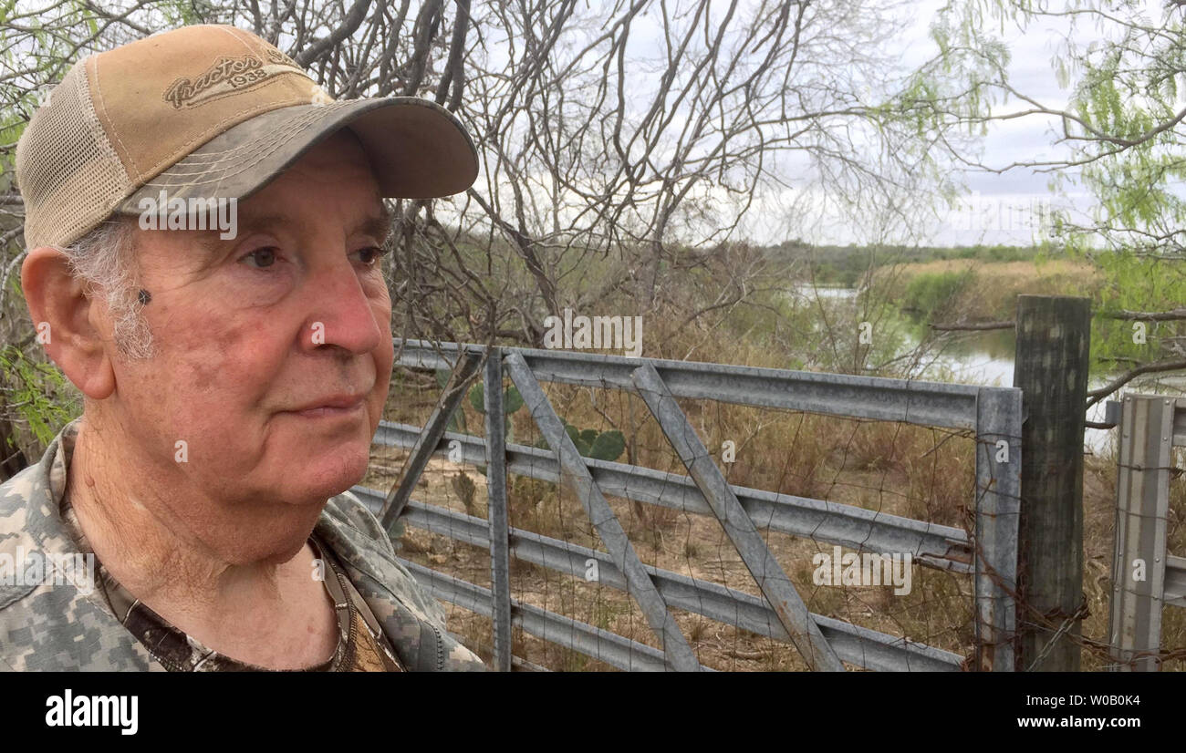 Retired sheriff's deputy Leonel Alvarez looks into Mexico from his riverfront property in Rio Grande City, Texas on March 5, 2019. Alvarez is fighting construction of a border wall on the land, owned by his family for five generations. Photo by Patrick Timmons/UPI Stock Photo