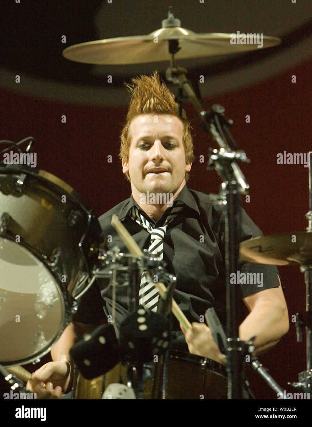 Drummer Tre Cool of the band Green Day performs at a sold out GM Place in Vancouver, British Columbia, September 27, 2005.  (UPI Photo/Heinz Ruckemann) Stock Photo