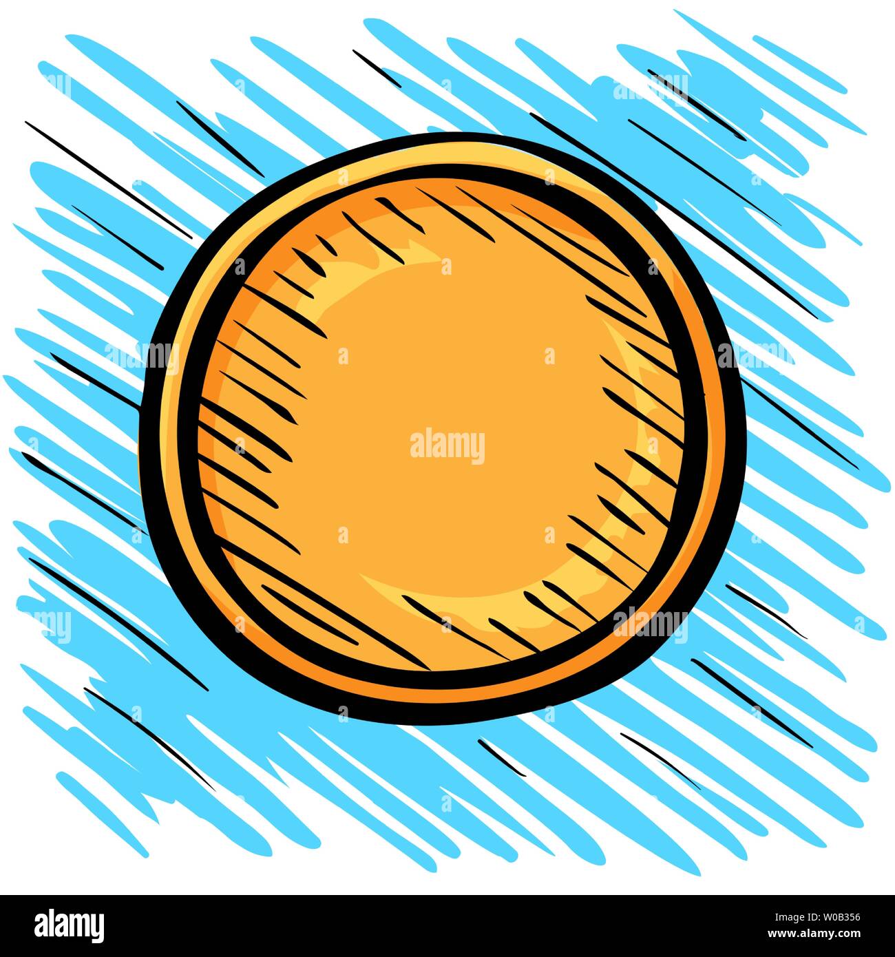 One gold coin sketch logo Stock Vector