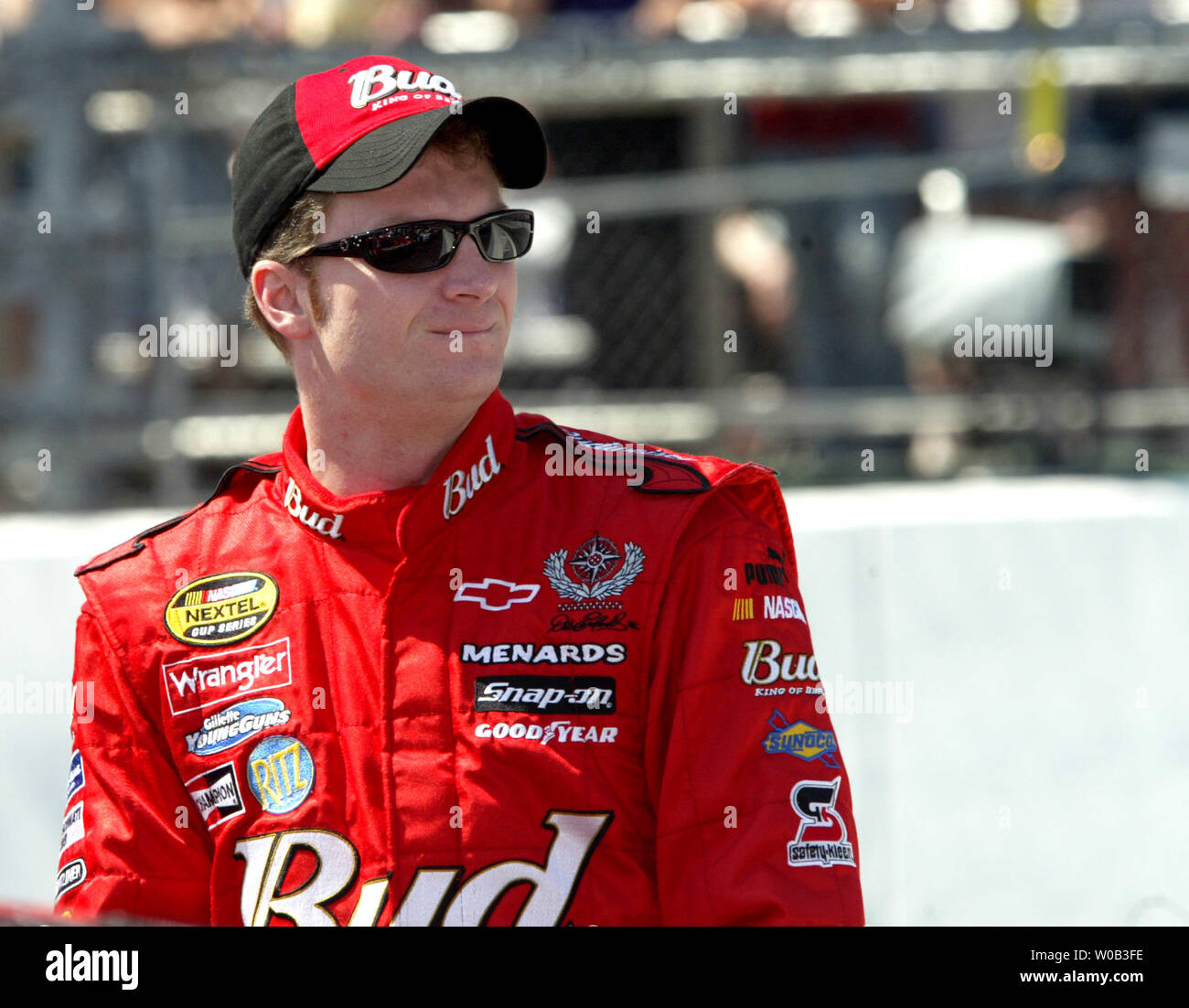 NASCAR race car driver Dale Earnhardt Jr. awaits the start of the