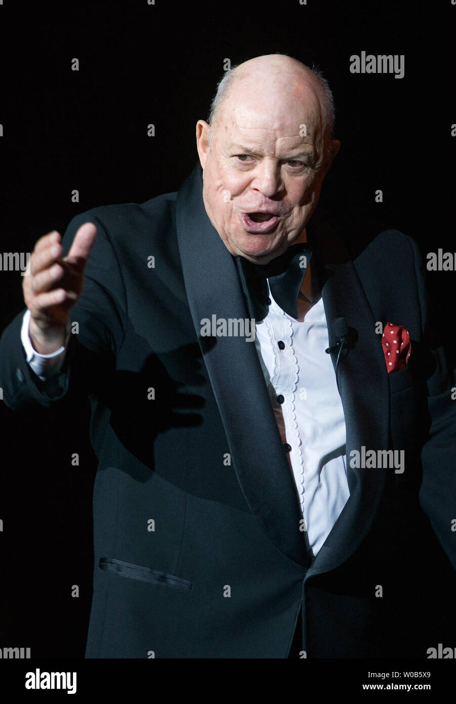 Actor and comedian Don Rickles performs during a show at the Boulevard Casino near Vancouver, British Columbia, April 6, 2007. Rickles will do a second show tomorrow night at the River Rock Casino.  (UPI Photo/Heinz Ruckemann) Stock Photo