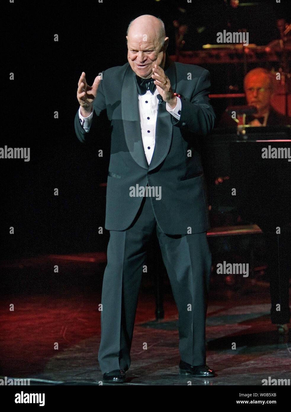 Actor and comedian Don Rickles performs during a show at the Boulevard Casino near Vancouver, British Columbia, April 6, 2007.  Rickles will do a second show tomorrow night at the River Rock Casino.  (UPI Photo/Heinz Ruckemann) Stock Photo