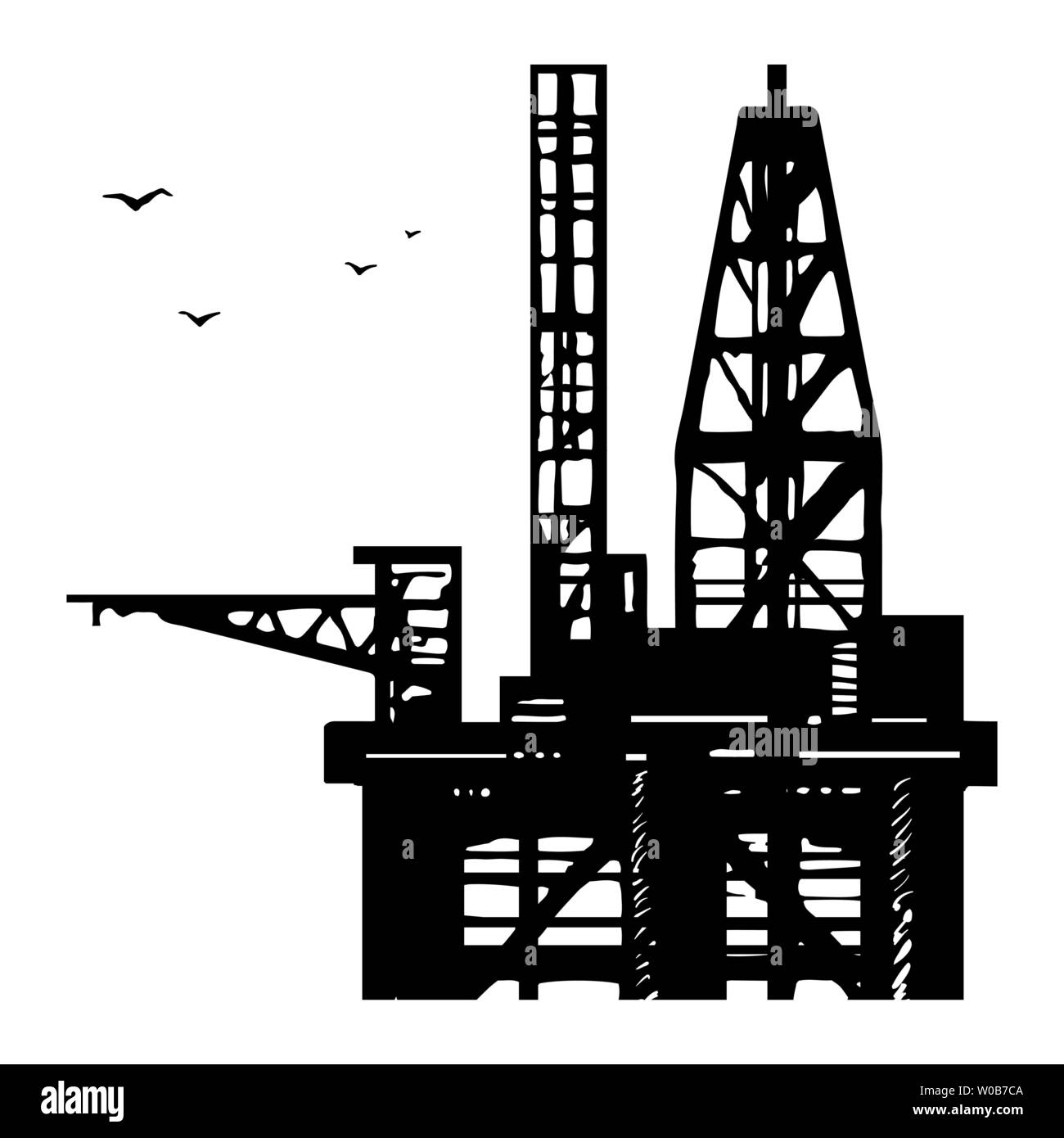 Platform drilling offshore oil. Stock Vector