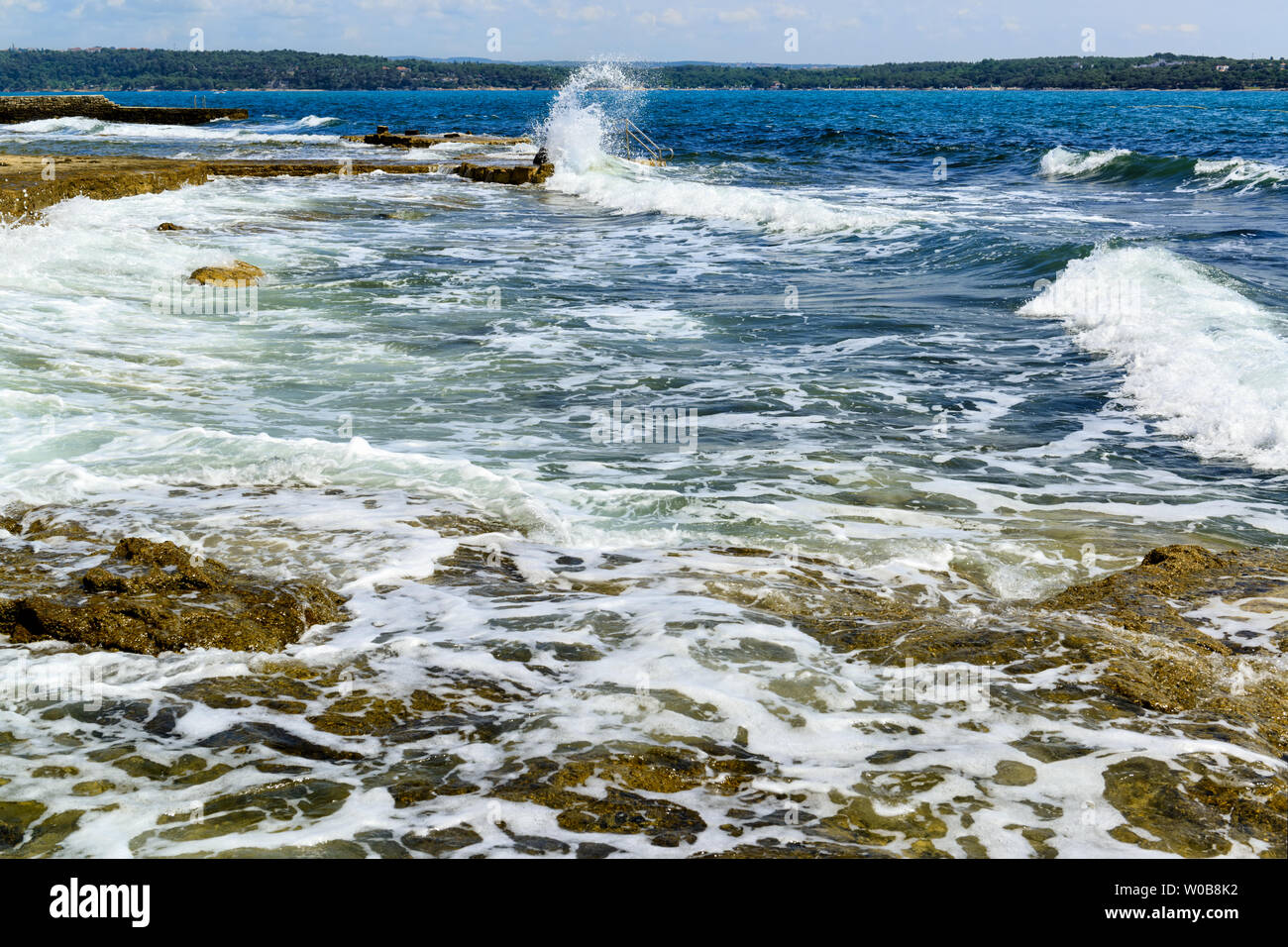 Beautiful sea cost in the touristic area of Istria, Croatia Stock Photo