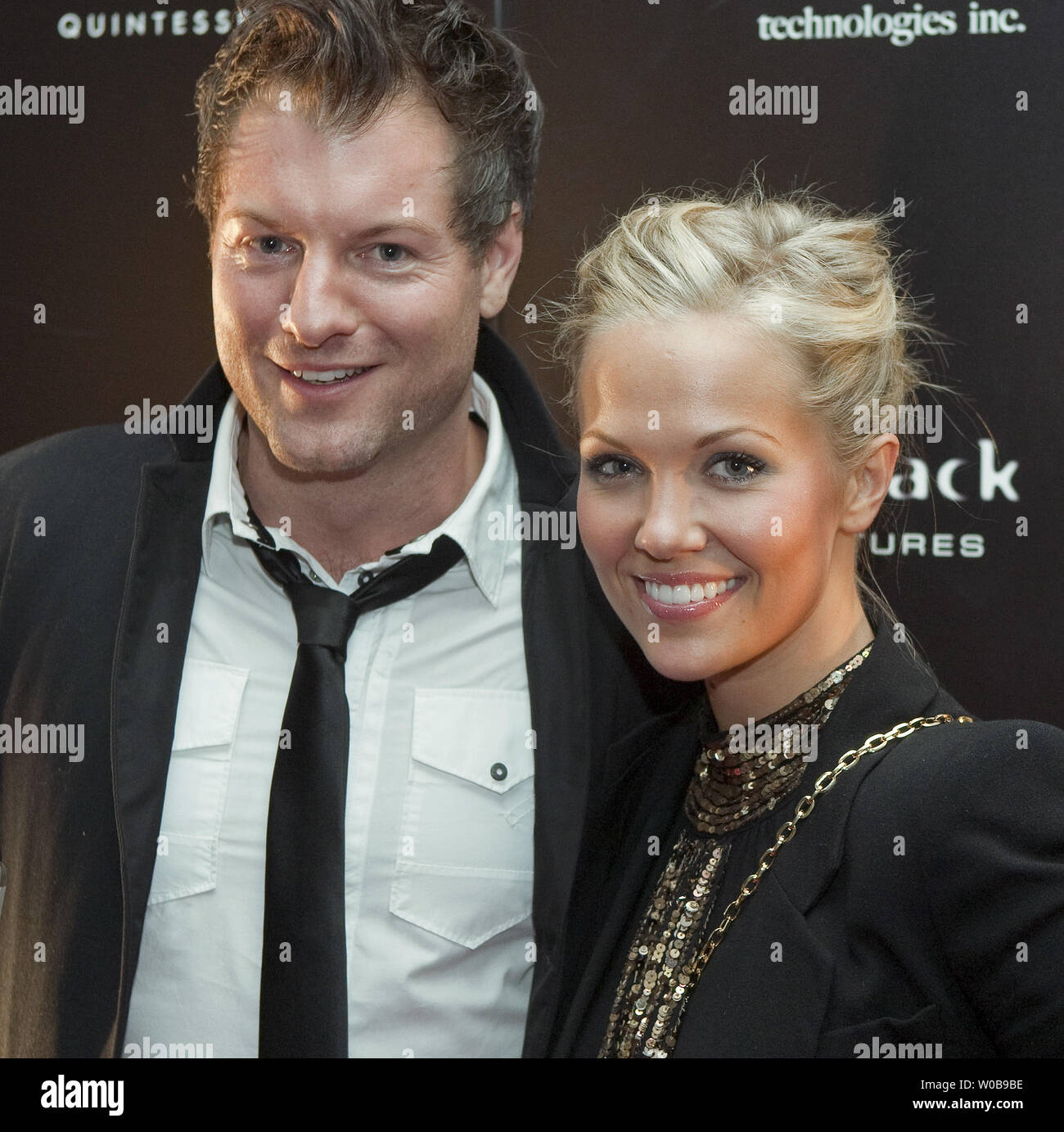 Actors Kyle Cassie (L.) and Emilie Ullerup arrive at the Pitchblack and