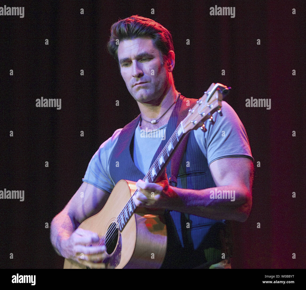 Australian singer Pete Murray performs to an intimate but enthusiastic crowd including many Australian expats at the Rio Theatre in Vancouver, British Columbia, June 29, 2014 as he kicks off a cross Canada tour to support his November 2013 self-titled EP release which was exclusive to Canada and includes many of his most well-known songs. Murray who has several albums which have reached number one on the Australian music charts will be playing select dates alongside renowned Canadian artists including JUNO Award winners Matthew Good, Chantal Kreviazuk and Serena Ryder.  UPI/Heinz Ruckemann Stock Photo