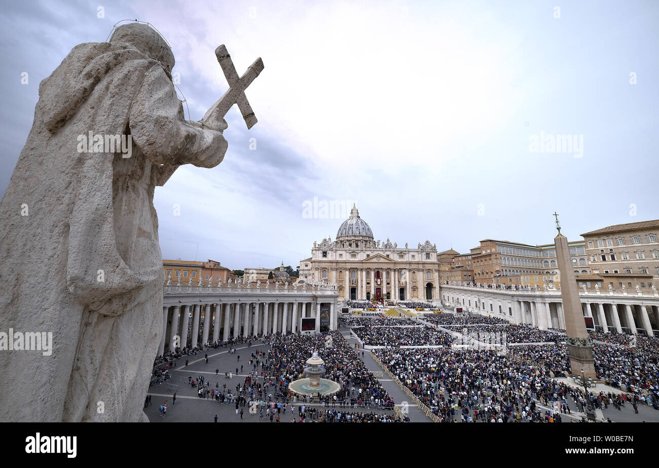 Pope Francis celebrates Easter Mass in St. Peter's Square at the Vatican on April 21, 2019. The Pope denounced the Easter violence in Sri Lanka that left hundreds dead as bombs exploded in churches and hotels.   Photo by Stefano Spaziani/UPI Stock Photo