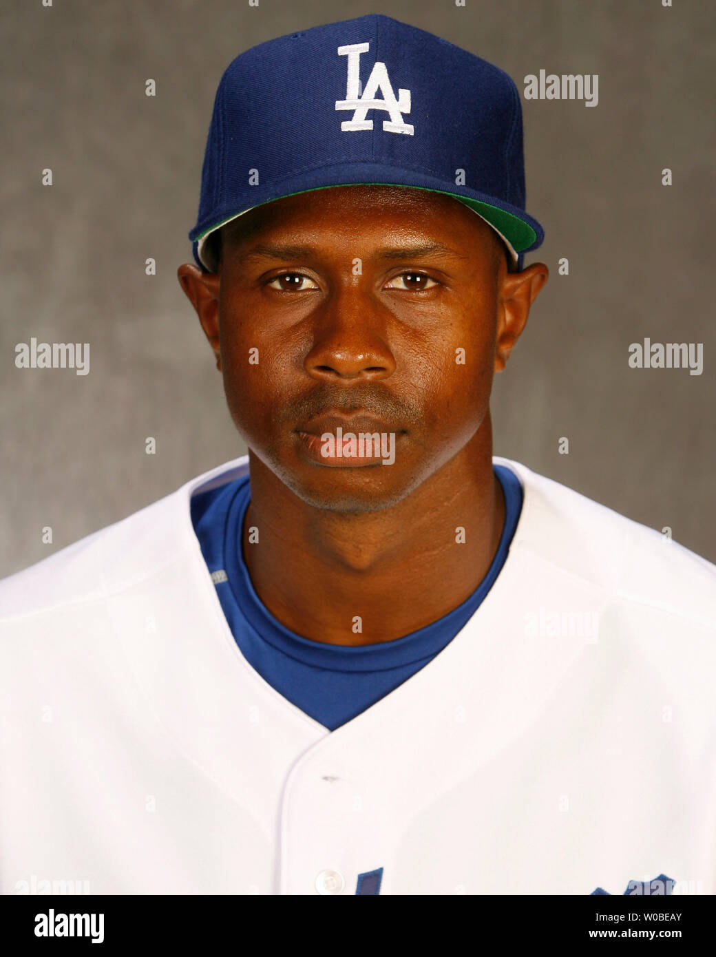 Los Angeles Dodgers outfielder Juan Pierre poses for the camera on