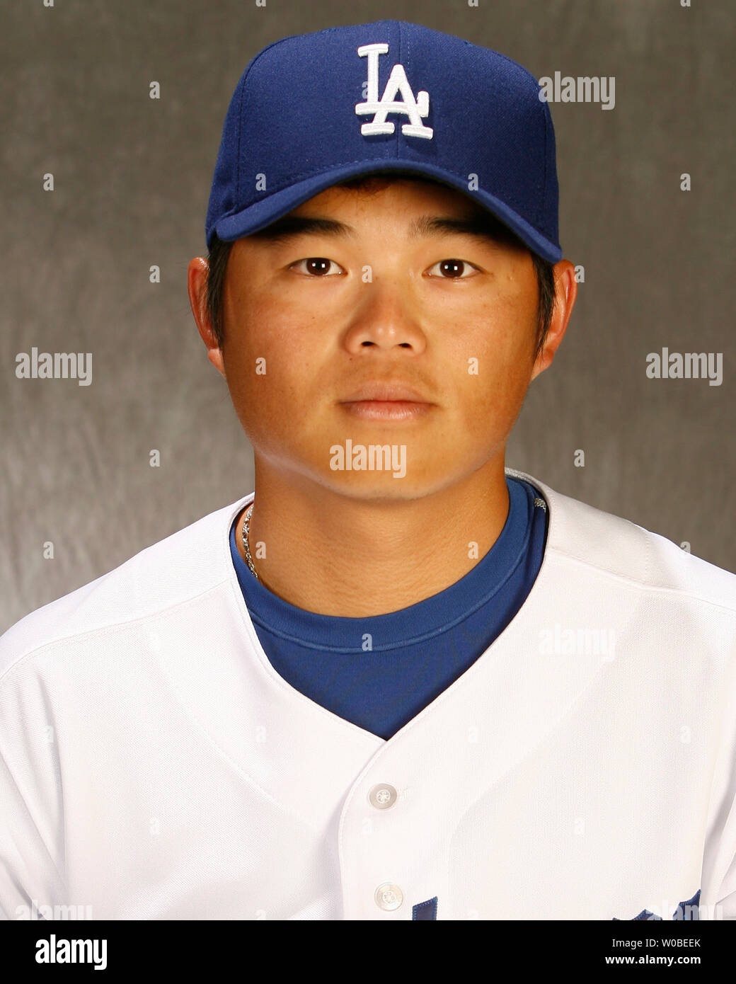 Los Angeles Dodgers infielder Chin Lung Hu, of Taiwan, poses for the camera on Major League Photo Day  February 27, 2007 at Dodgertown in Vero Beach, Florida.  (UPI Photo/ Jon SooHoo) Stock Photo