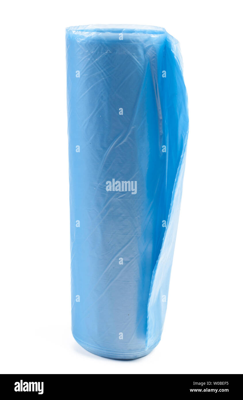 roll of plastic garbage bags isolated on white background Stock Photo