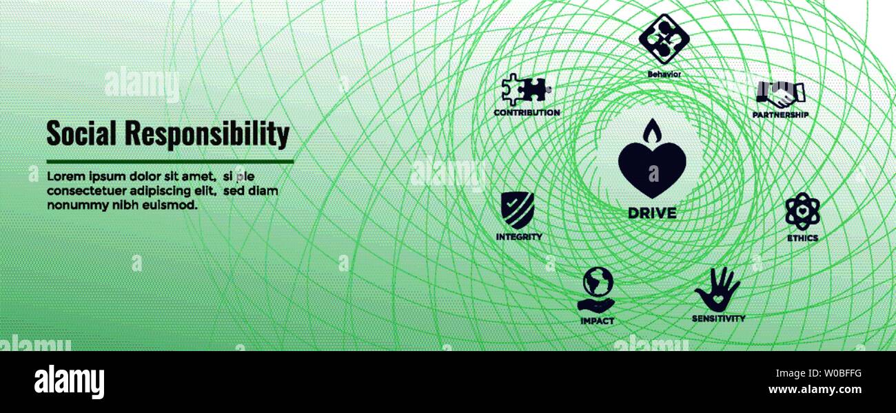 CSR-Corporate Social Responsibility Outline Icon Set and Web Header ...