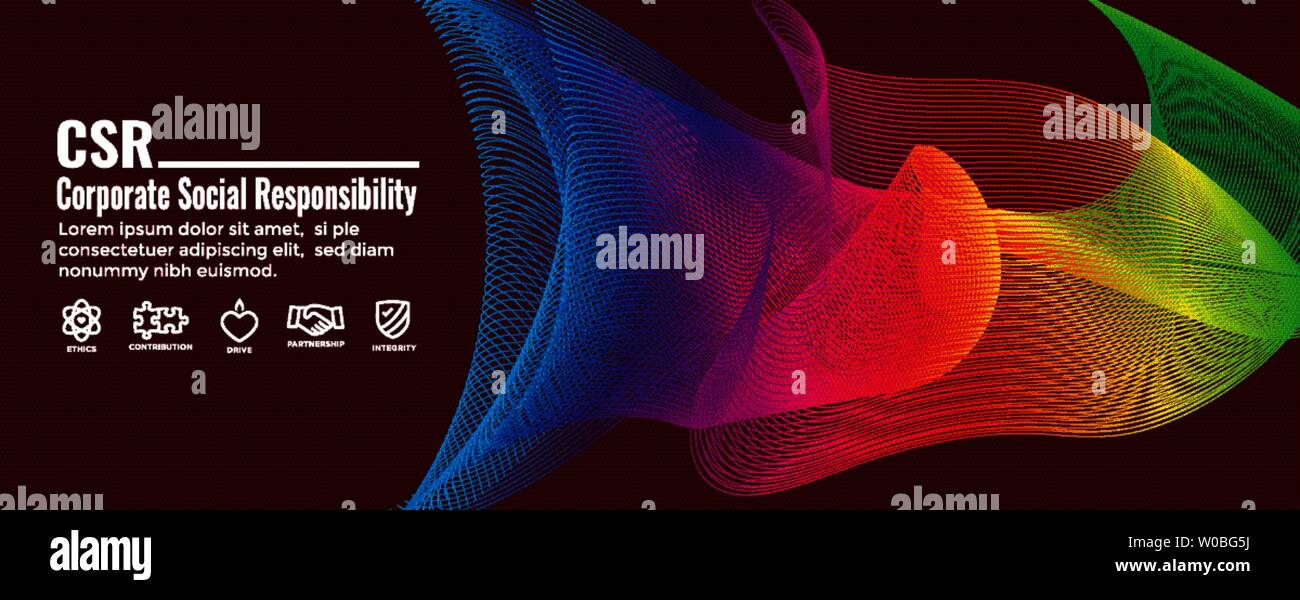 CSR-Corporate Social Responsibility Outline Icon Set and Web Header ...