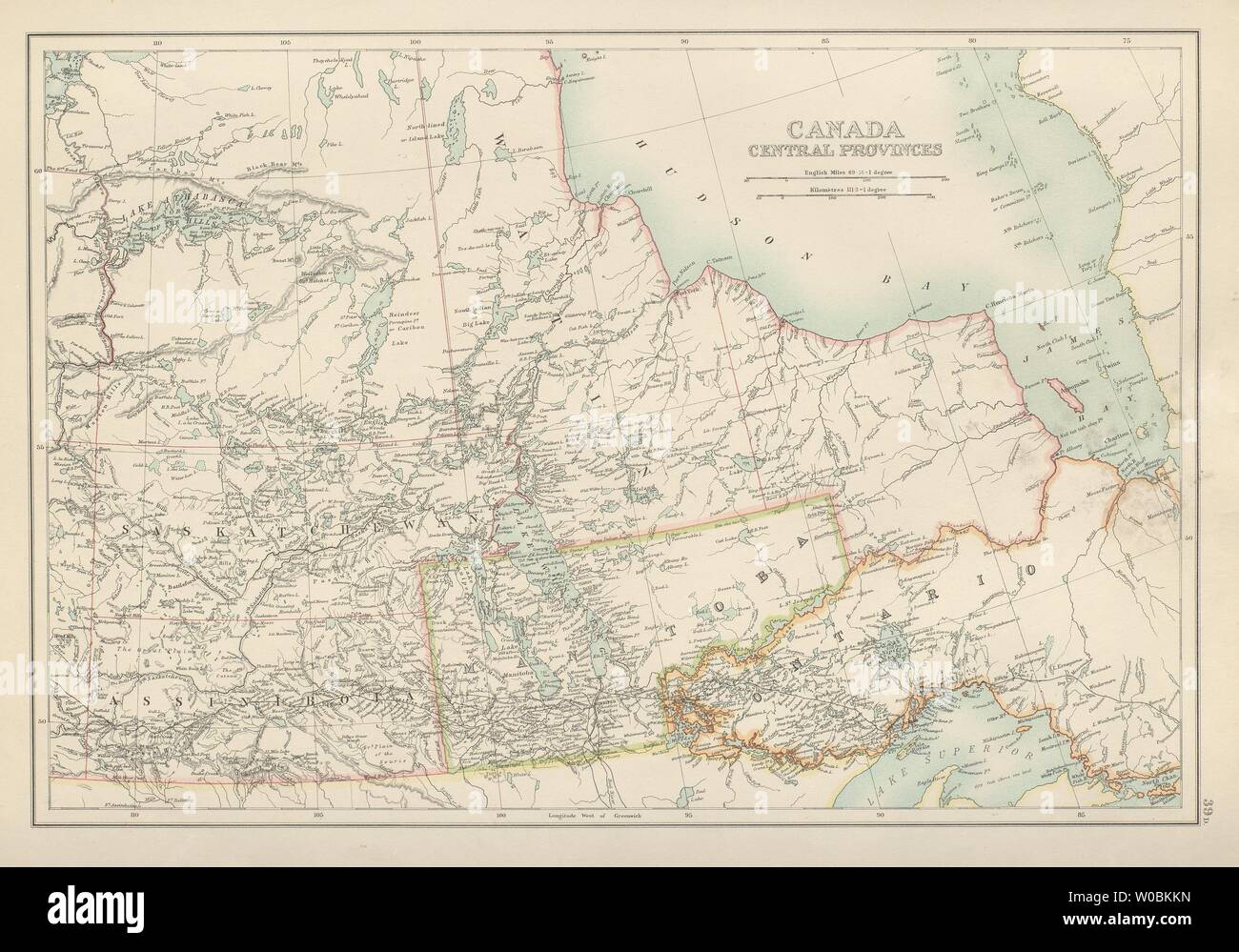 Canada Central. Hudson Bay Saskatchewan Assiniboia Manitoba BARTHOLOMEW 1898 map Stock Photo