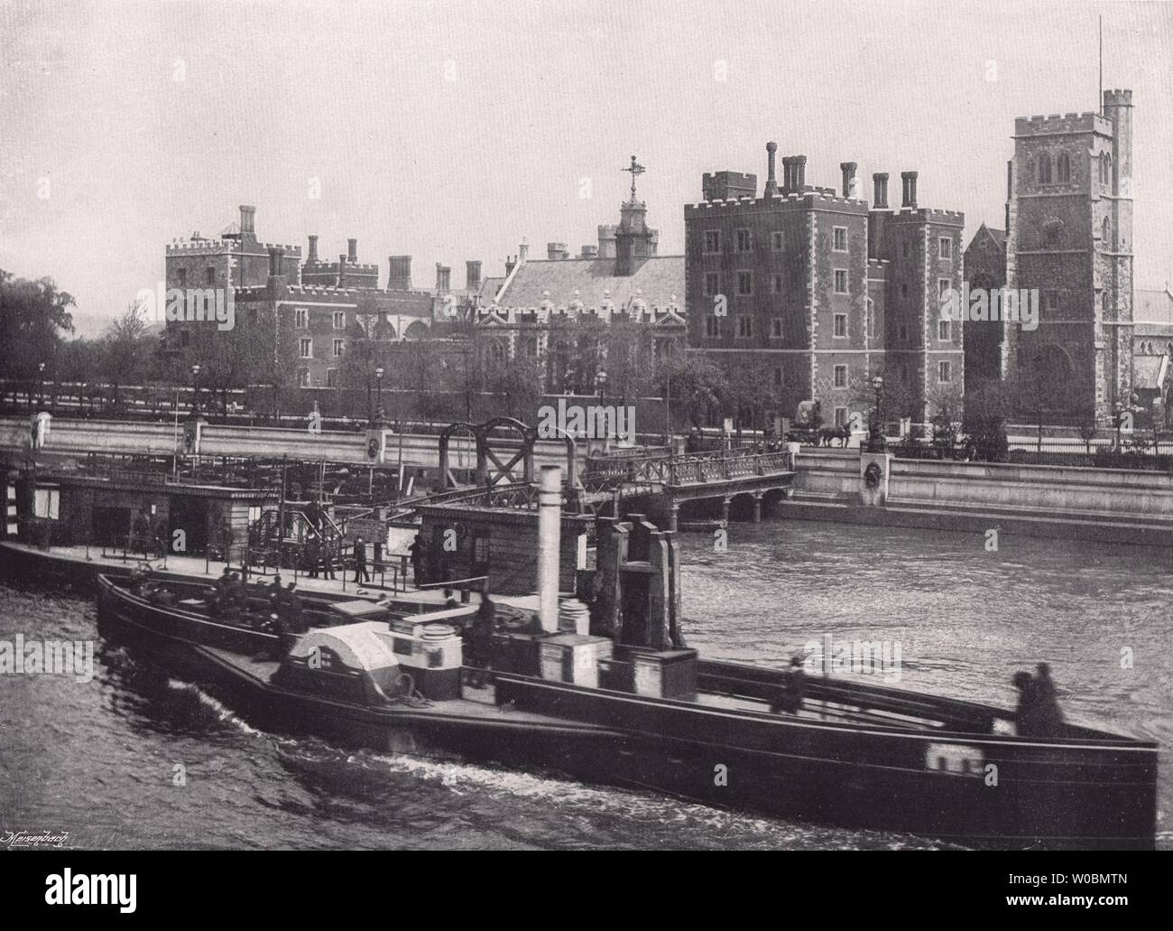 Lambeth Palace - from Lambeth bridge. London 1896 old antique print picture Stock Photo
