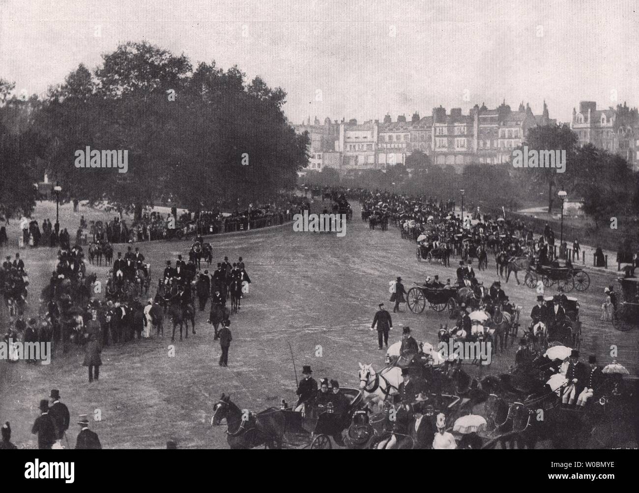 Hyde Park Corner - inside the gates at Hyde park corner. London 1896 old print Stock Photo
