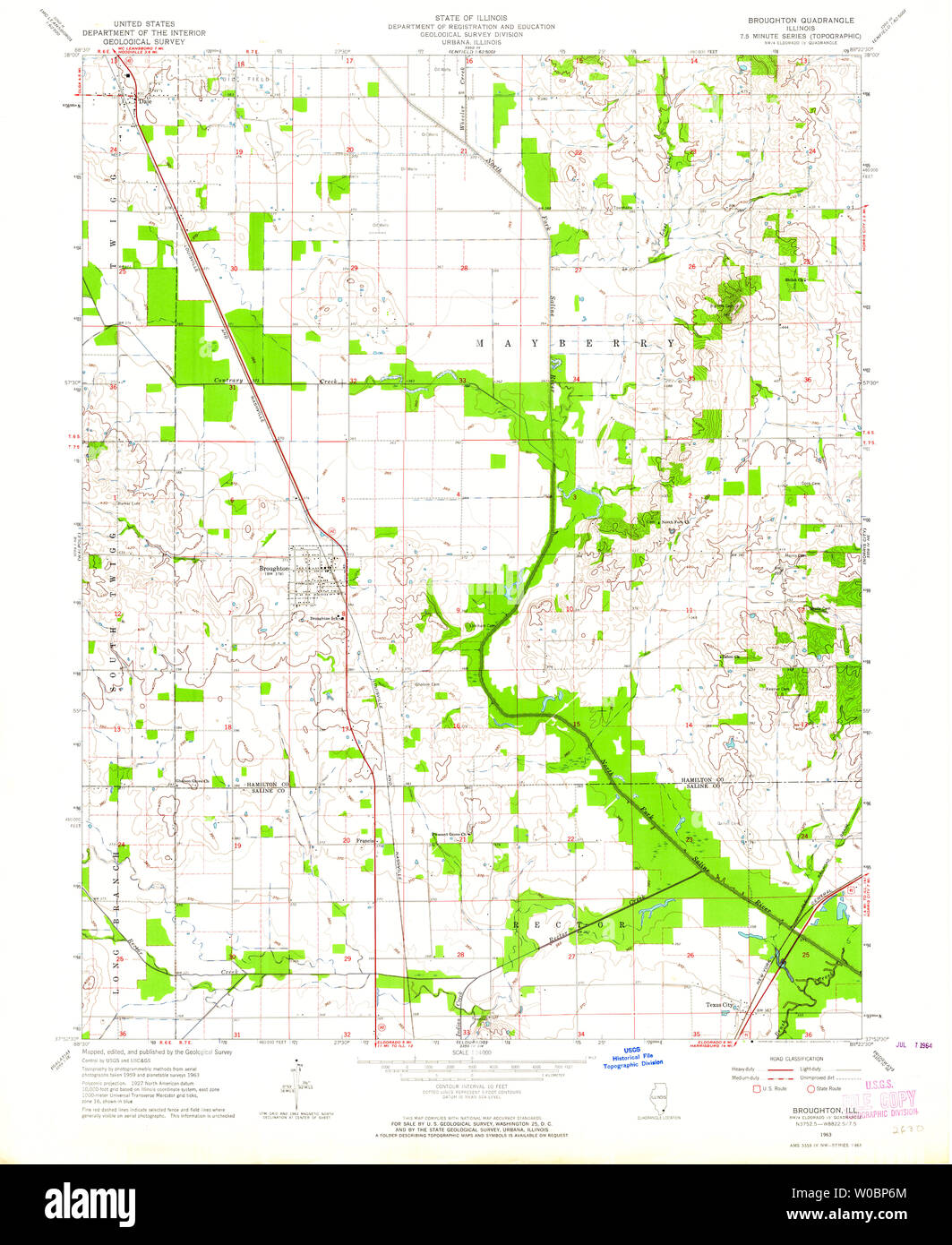 USGS TOPO Map Illinois IL Broughton 307122 1963 24000 Restoration Stock Photo