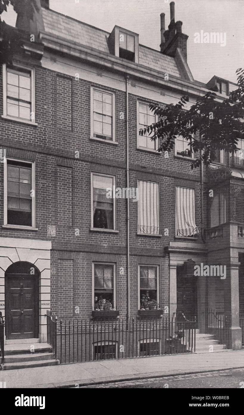 Cheyne Row - Carlyle's house. London 1896 old antique vintage print picture Stock Photo