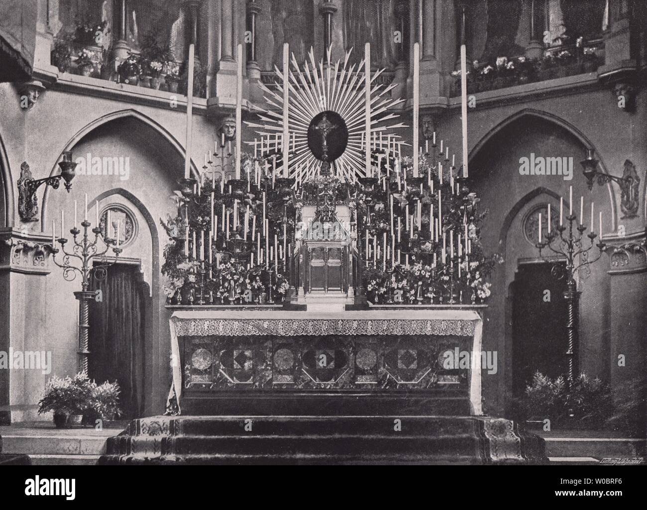The Pro-Cathedral, Kensington - The high Altar. London 1896 old antique print Stock Photo