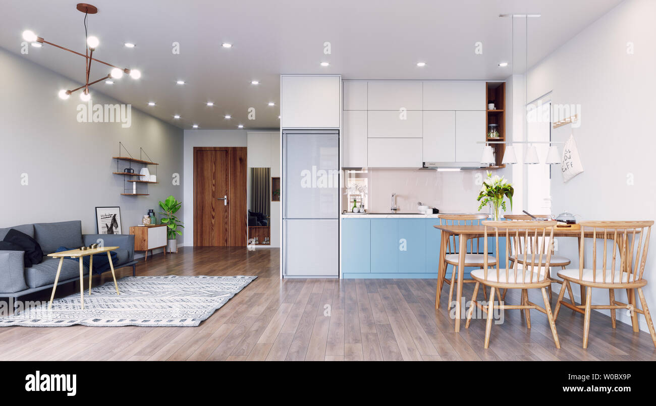 modern living interior design. 3d rendering concept Stock Photo - Alamy