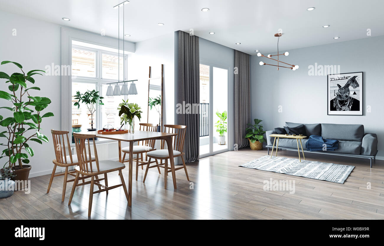modern living interior design. 3d rendering concept Stock Photo - Alamy