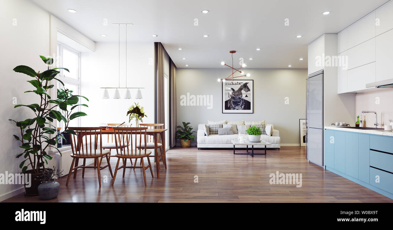 modern living interior design. 3d rendering concept Stock Photo - Alamy