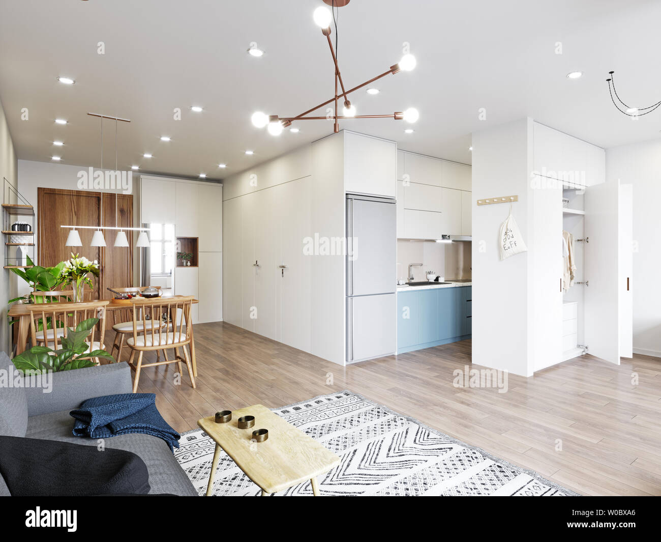 modern living interior design. 3d rendering concept Stock Photo - Alamy