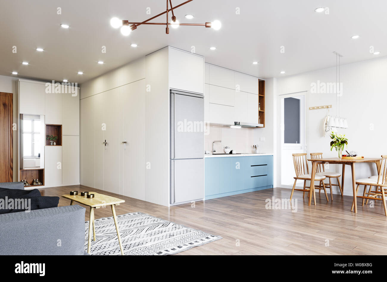 modern living interior design. 3d rendering concept Stock Photo - Alamy