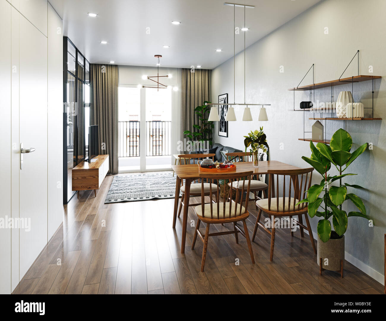 modern living interior design. 3d rendering concept Stock Photo - Alamy