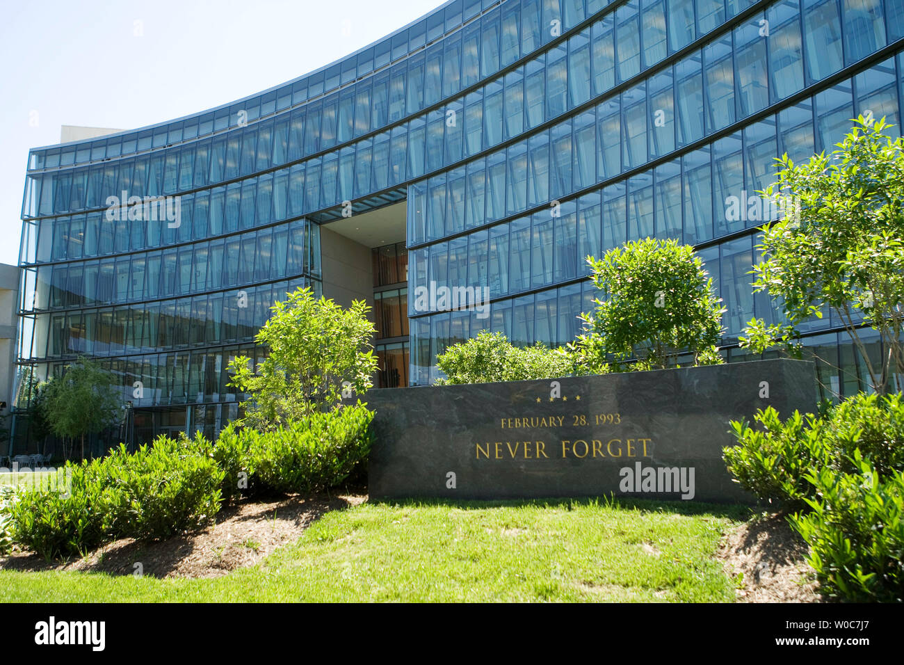 The memorial to the Alcohol, Tobacco, Firearms and Explosives (ATF) agents who died in Waco, Texas, is pictured at the new National ATF headquarters in Washington on May 29, 2008. Attorney General Edward Mukasey delivered remarks during a dedication ceremony at the building Thursday. (UPI Photo/Patrick D. McDermott) Stock Photo