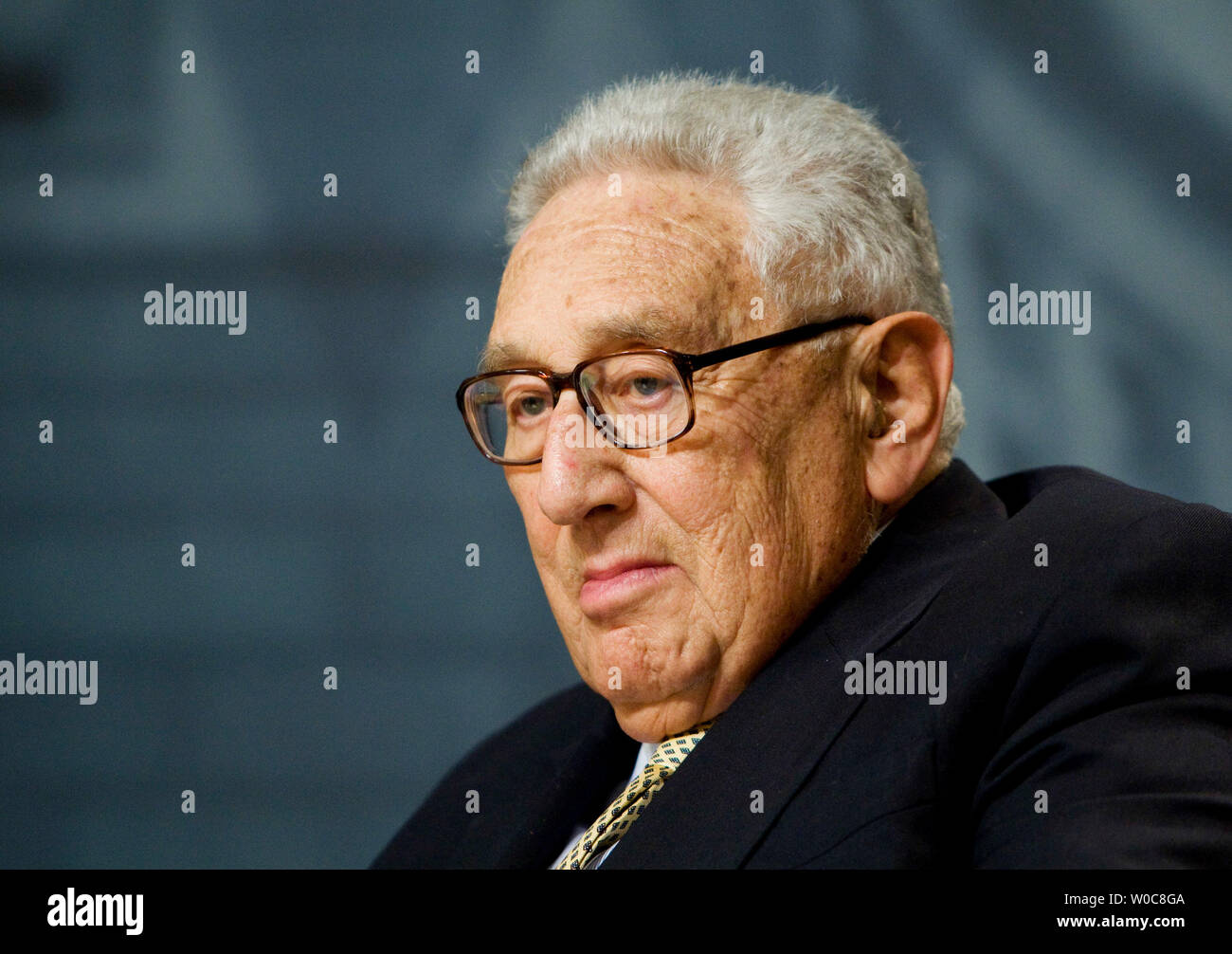 Former U.S. Secretary of State Henry A. Kissinger speaks during inauguration of the Kissinger Institute of China and the United States at the Woodrow Wilson Center in Washington on July 29, 2008. (UPI Photo/Patrick D. McDermott) Stock Photo