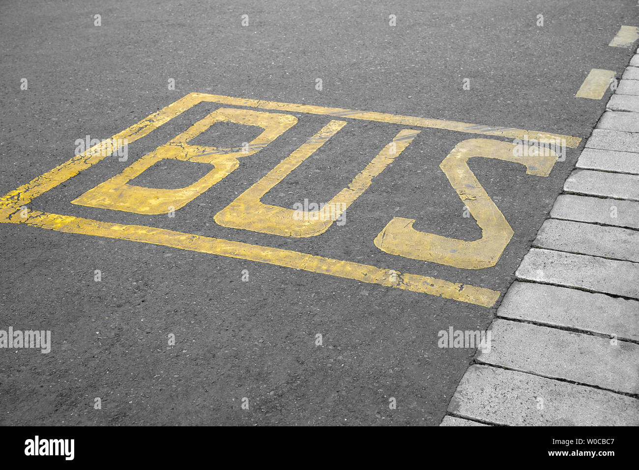 Bus stop marking on road hires stock photography and images Alamy