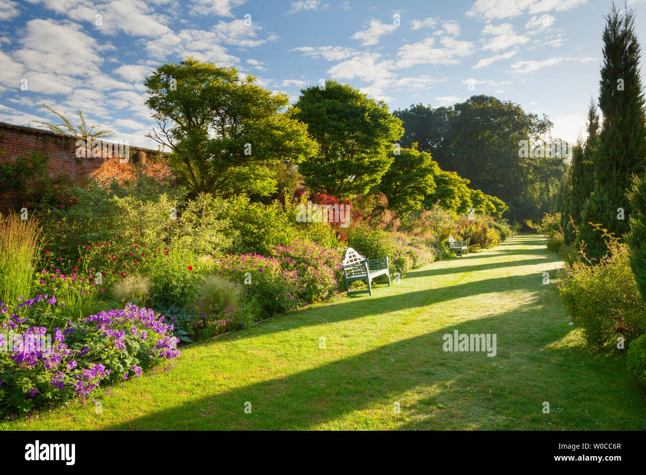 UK Weather: A bright morning at Elsham Gardens and Country Park. Elsham, North Lincolnshire, UK. 21st June 2019. Stock Photo