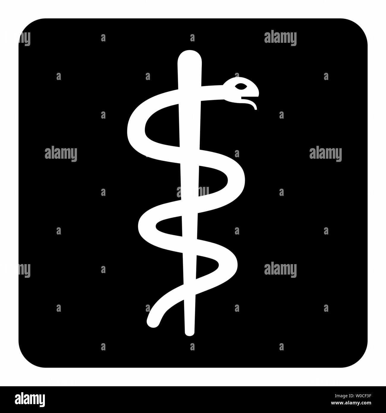 Staff of Aesculapius icon on dark background Stock Vector