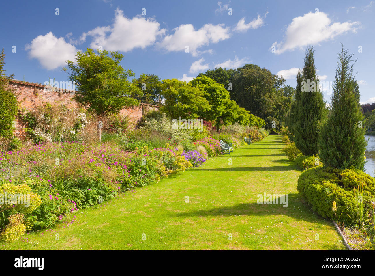 UK Weather: A bright morning at Elsham Gardens and Country Park. Elsham, North Lincolnshire, UK. 21st June 2019. Stock Photo