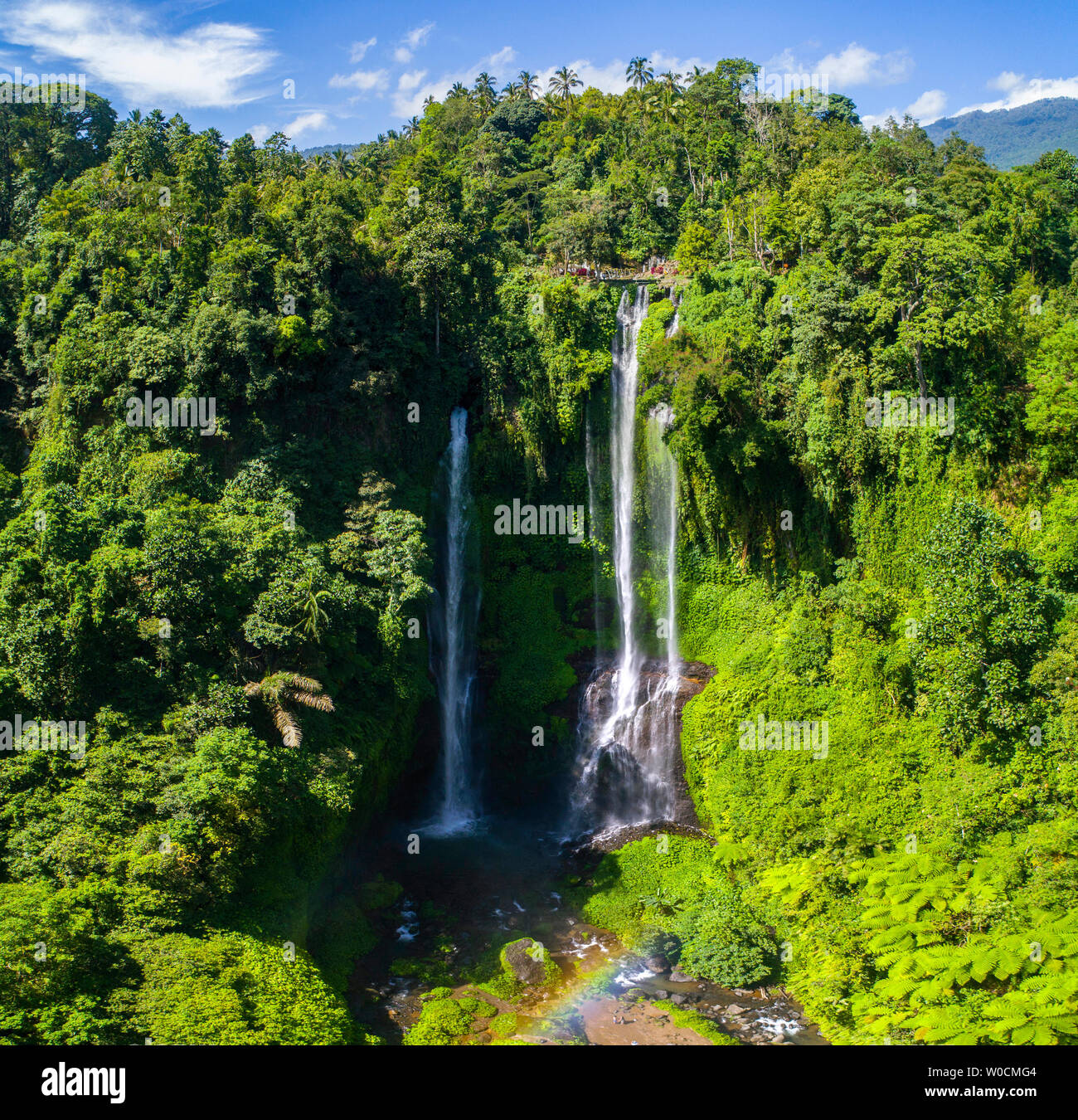Beautiful The Sekumpul Waterfall In Bali Indonesia Panorama Stock