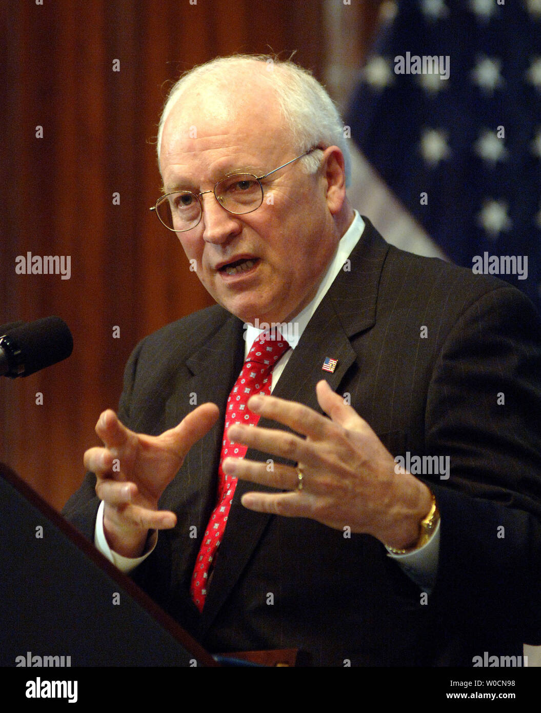 U.S. Vice President Dick Cheney answers questions from the media during ...