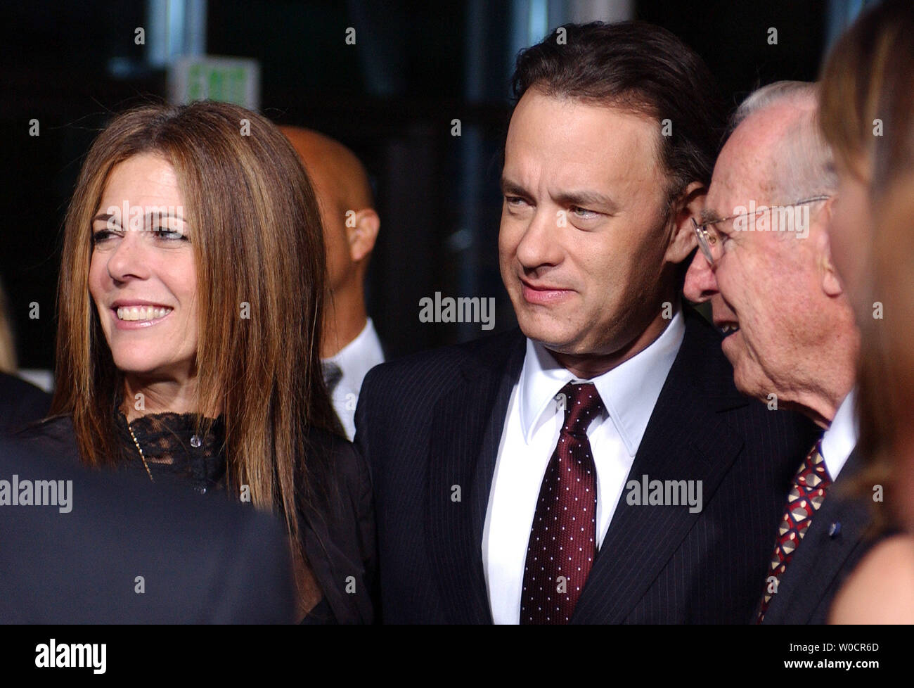 Actor Tom Hanks and his whife Rita Wilson walks the red carpet at the  premier of the IMAX movie Magnificent Desolation: Walking on the Moon, at  the National Air and Space Museum