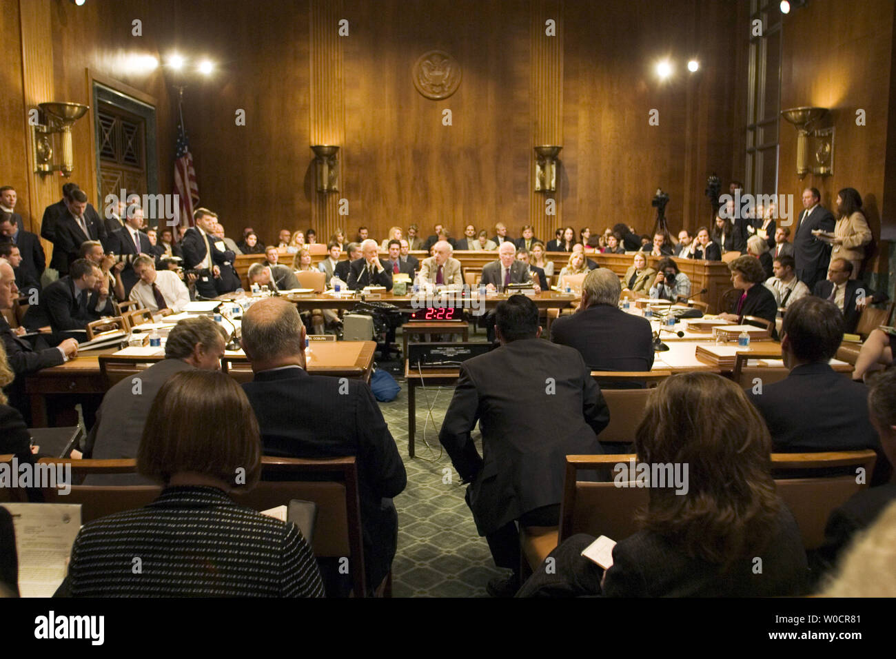 A meeting of the Senate Judiciary Committee on the John Roberts nomination September 22, 2005 in Washington, DC. The full committee is meeting to vote on the nomination of Roberts to be chief justice of the United States Supreme Court. (UPI Photo/Kamenko Pajic) Stock Photo