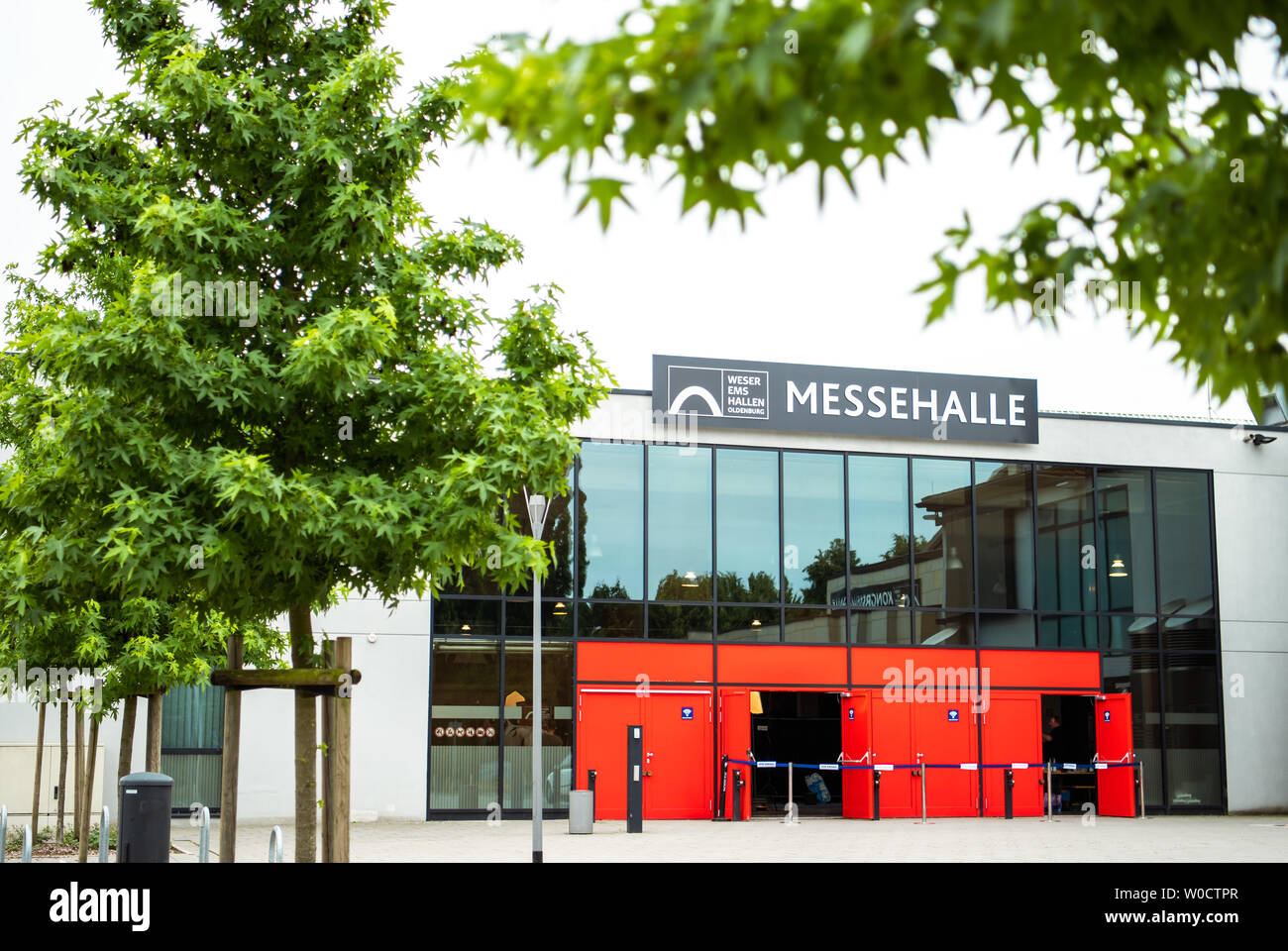Oldenburg, Germany. 27th June, 2019. A view of the entrance of the Weser Ems Halle in Oldenburg