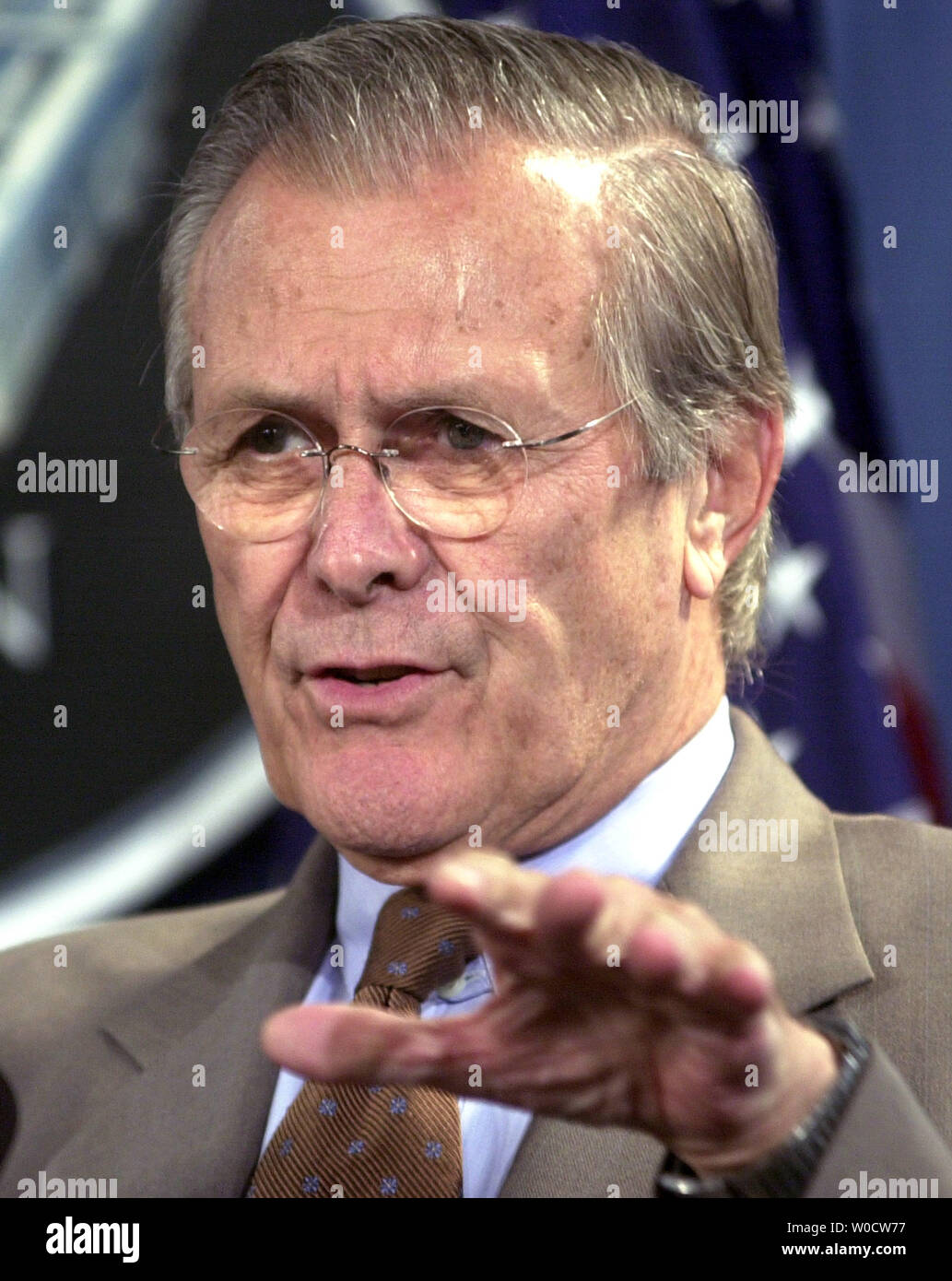 U.S. Secretary of Defense Donald Rumsfeld speaks at a joint press ...